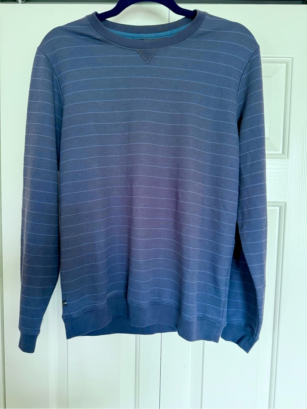 Travis Mathew Navy Blue Pinstripe Crewneck Pullover Sweatshirt Pima Cotton Modal